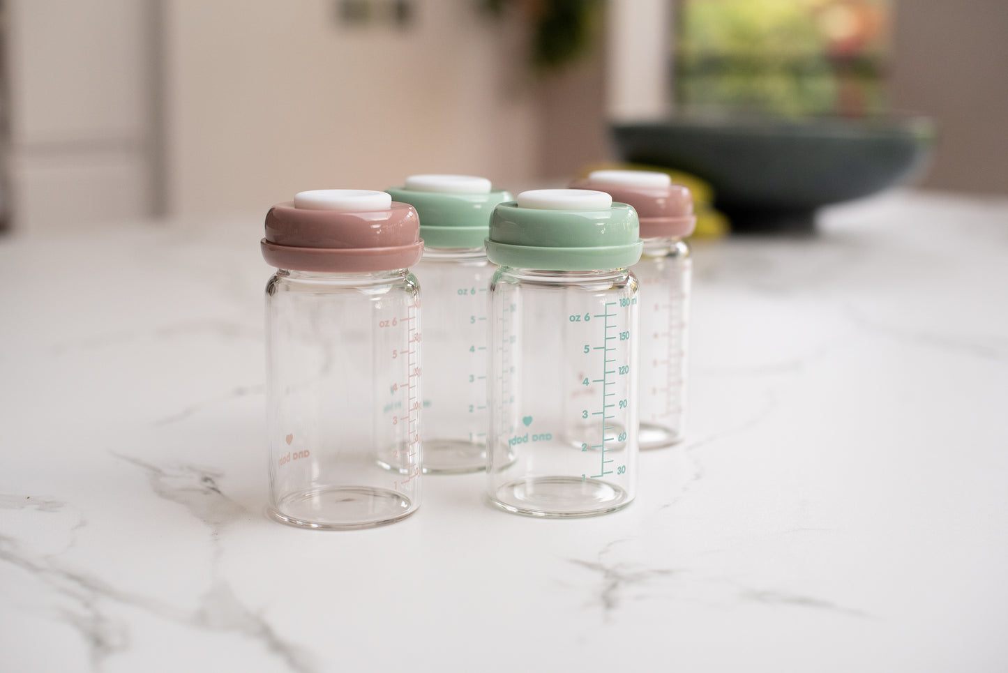 Glass Breastmilk Storage Bottles, Pack of Four, 180ml