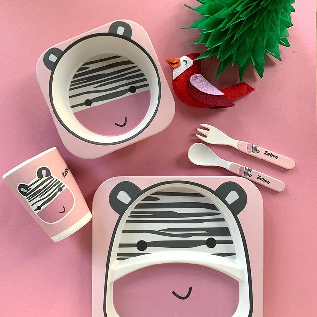 Children's 5 Piece Bamboo Dinner Set Baby Feeding ana baby