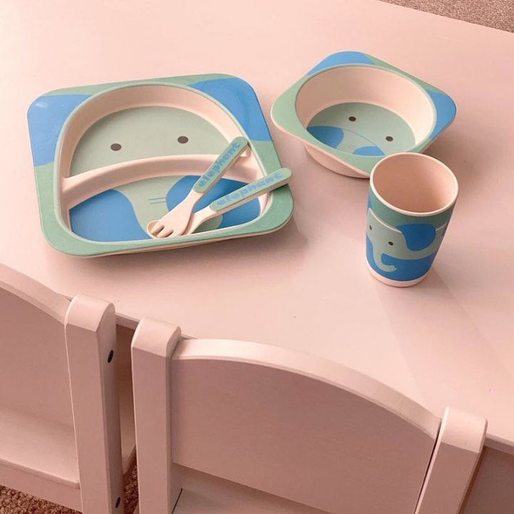 Children's 5 Piece Bamboo Dinner Set Baby Feeding ana baby