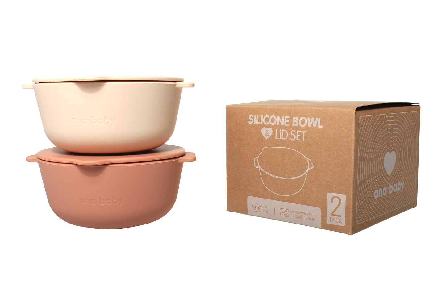 Silicone Bowls with Lids (Pack of 2) ana baby