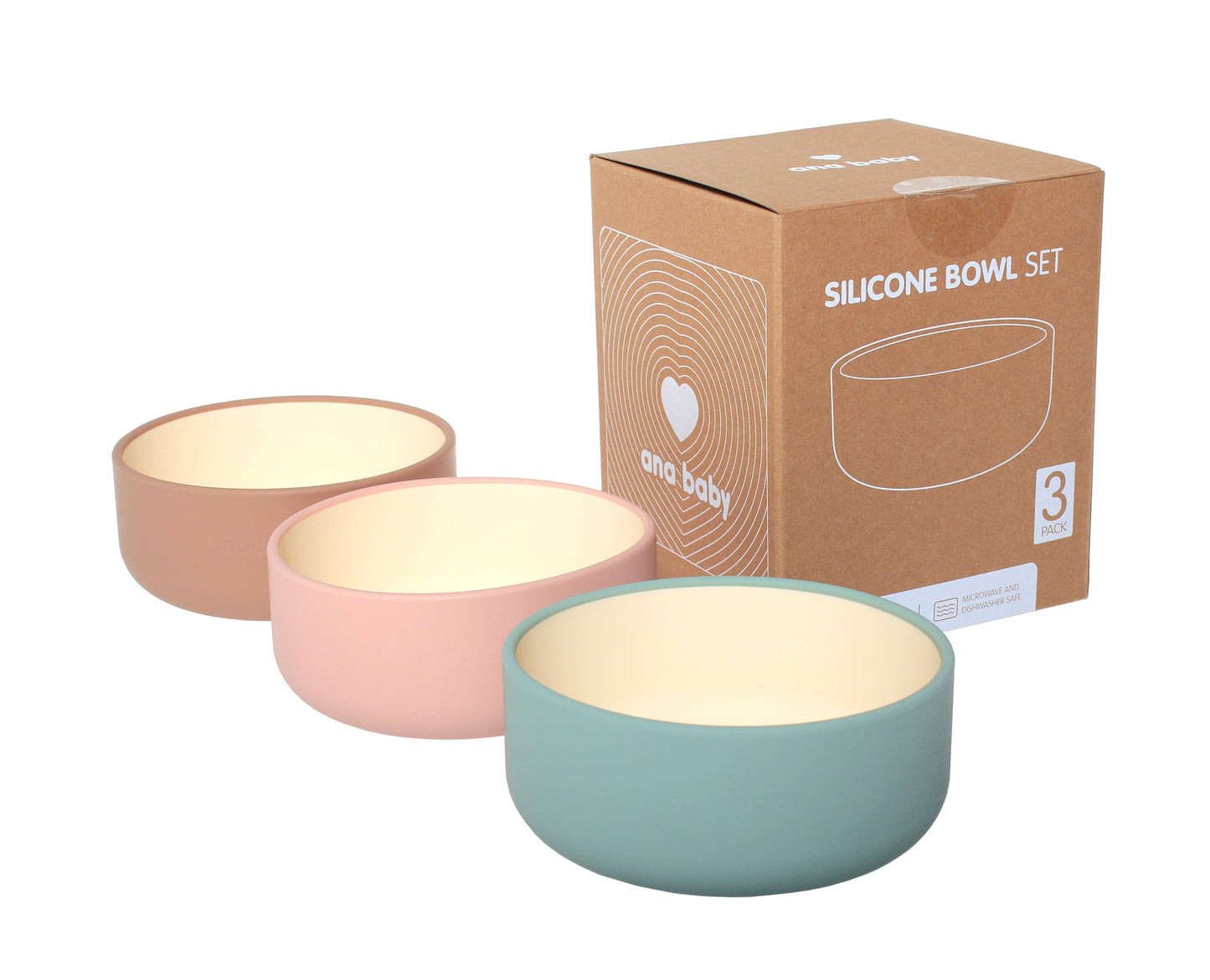 Silicone Bowls in Pastel Colours (Pack of 3) ana baby