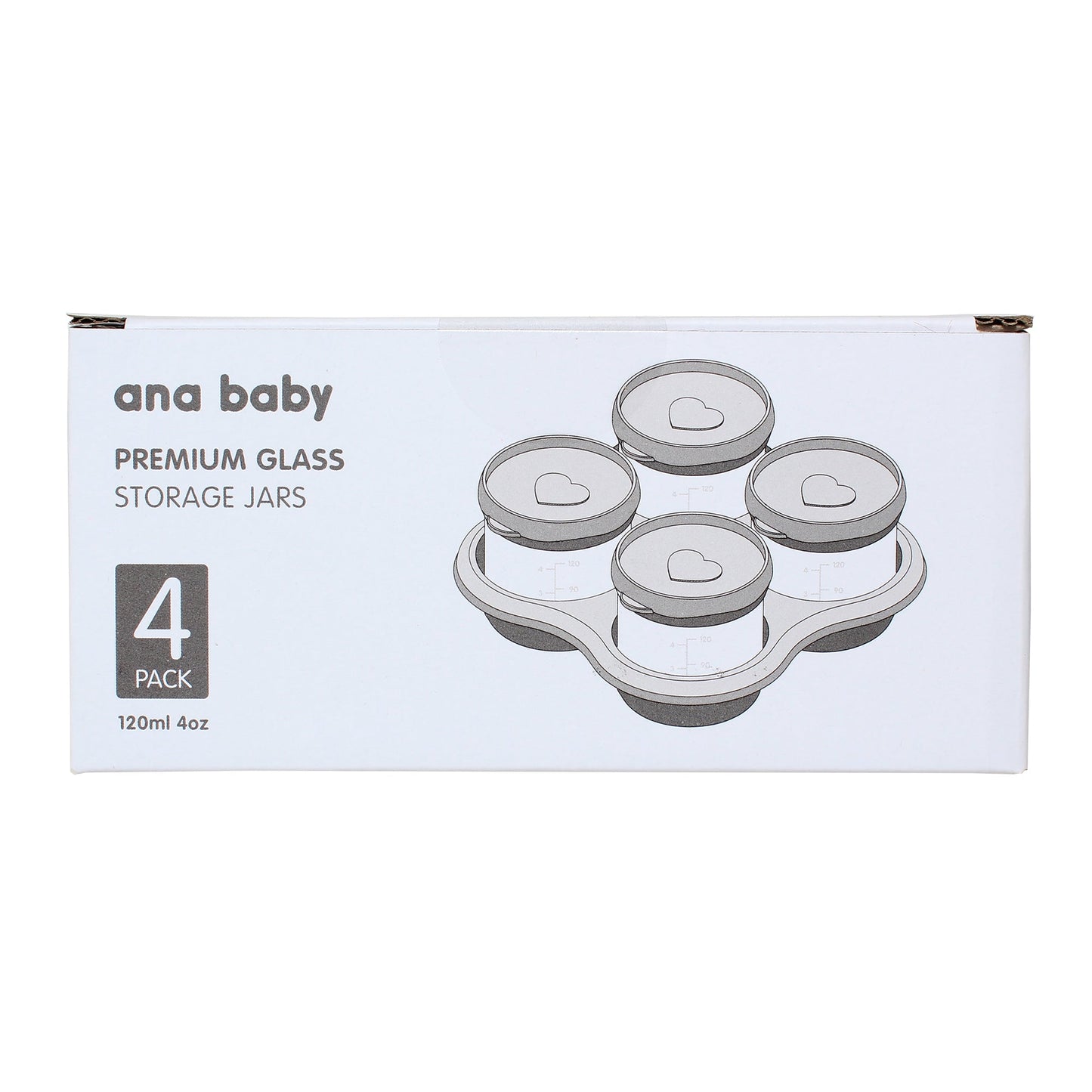 Food Storage Glass Jars (Pack of Four) Baby Feeding ana baby