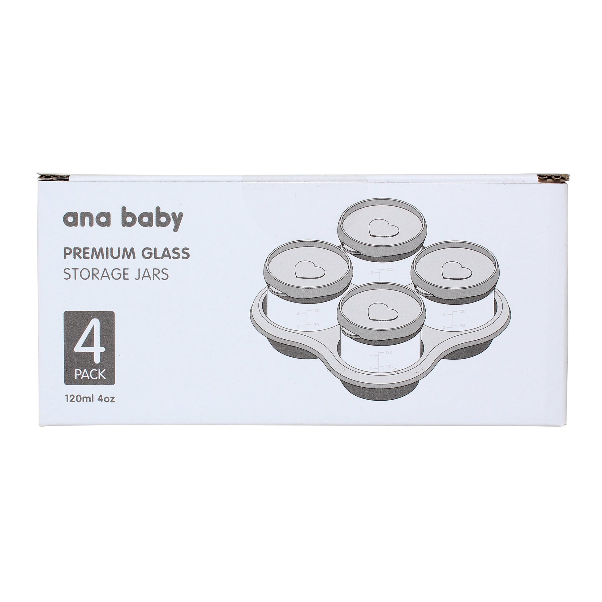 Food Storage Glass Jars (Pack of Four) Baby Feeding ana baby   